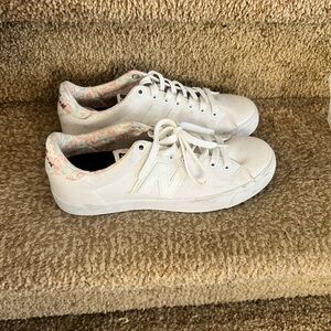 New Balance Women's White Sneakers floral detail